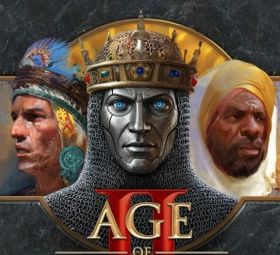 A tacky AI-generated modification of the classic AoE II cover.