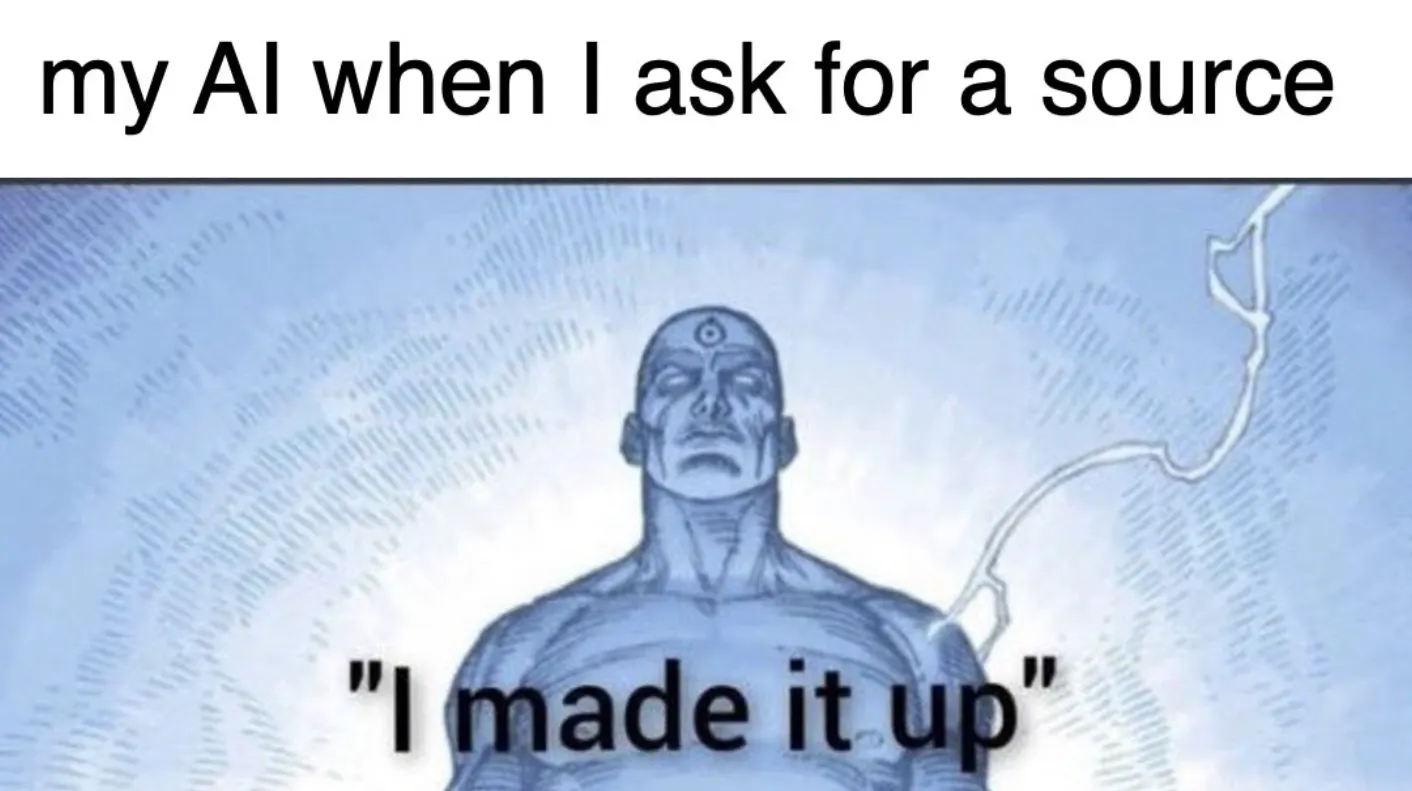 Meme of AI making stuff up