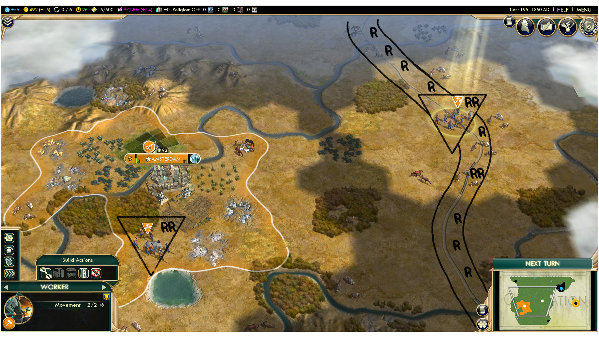 A (10, 3)-UTM built within Sid Meier's Civilization V.